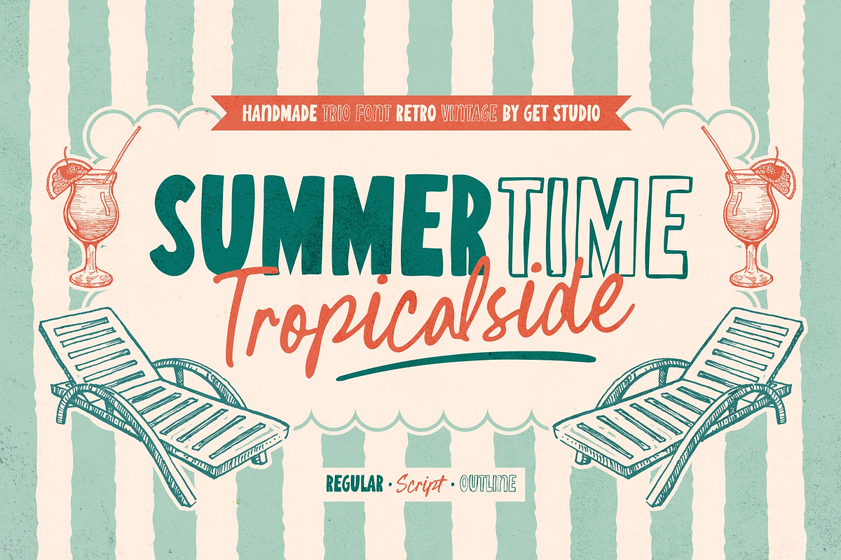 Summertime Tropicalside Font Trio, a Handwritten Font by Get Studio (Photo 1 of 10)