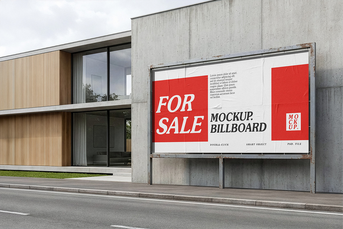 Real Estate House Billboard Mockup, an Advertising Mockup by smishura (Photo 1 of 3)