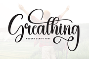 Greathing | Script Font, a Handwritten Font by Scratchones (Thumbnail 1 of 9)