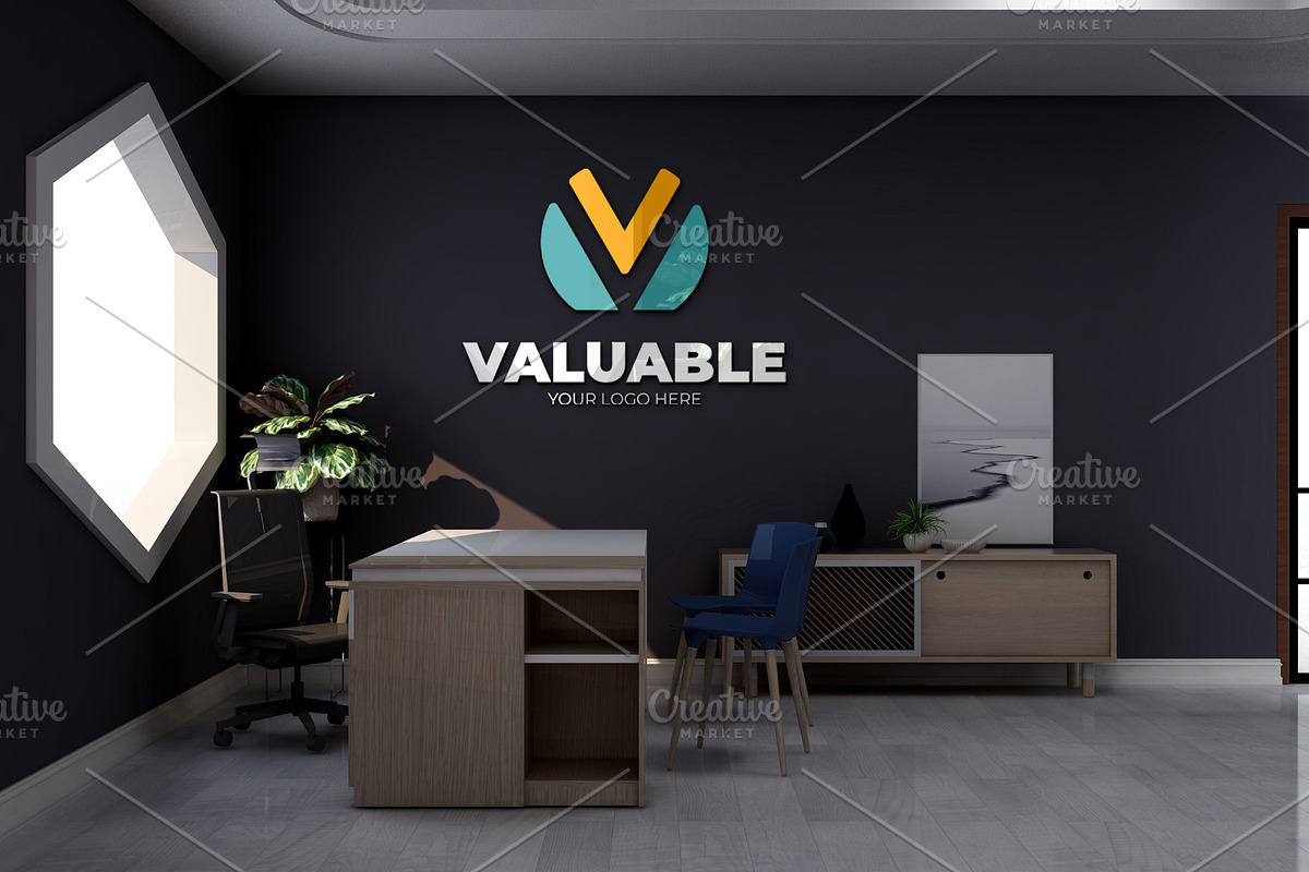 PSD Office Room Wall Logo Mockup, a Product Mockup by Ayy (Photo 3 of 13)