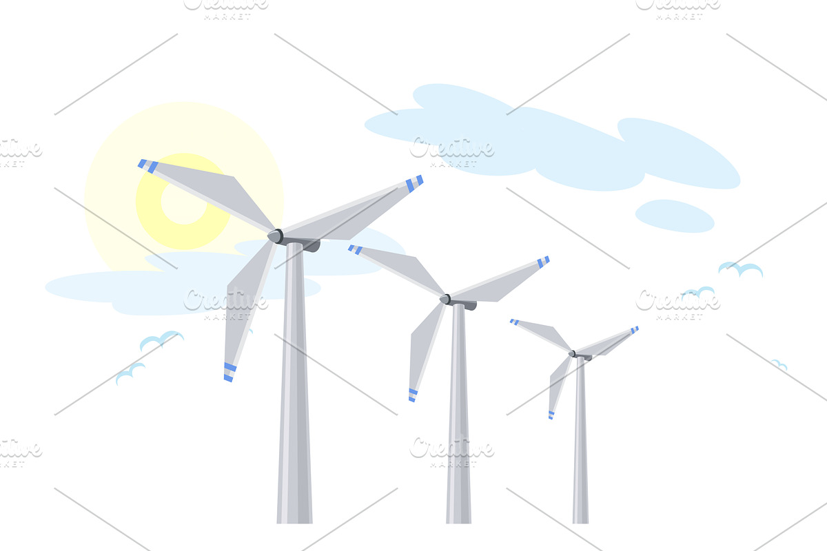 Electric wind turbine cartoon, an Illustration by Things for designers
