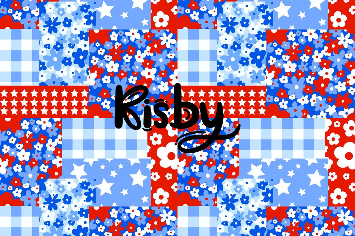 Patriotic Floral Patchwork Seamless, a Pattern Graphic by KisbyArt (Photo 1 of 4)