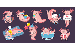 Cartoon cute baby axolotl mascot, an Animal Illustration by winwin.art
