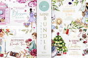 Seasonal Girls Bundle 4 in 1, a Seasonal Illustration by S_ARTLOVE (Thumbnail 1 of 4)