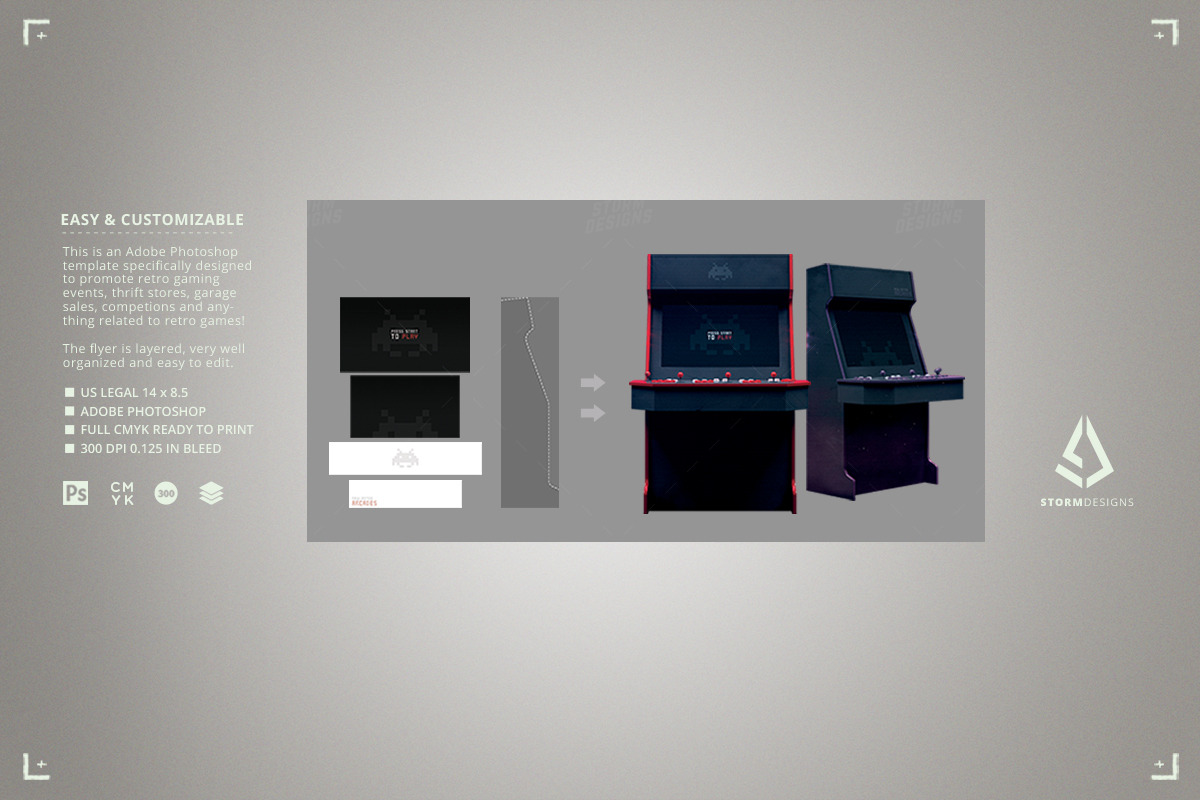 Retro Gaming 4 Players Arcades Flyer, a Flyer Template by Storm Pixels (Photo 2 of 3)