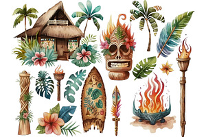 Tiki Tiki Hut Clipart Collection