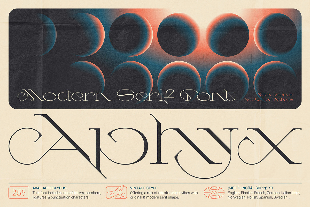 Aphyx - Modern Serif Font, a Serif Font by Gleb Guralnyk (Photo 1 of 10)