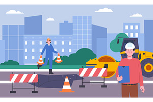 Broken city road. Crack or hole in, an Illustration by LadadikArt
