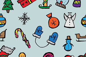 Doodle Christmas Icon Set. Vctr