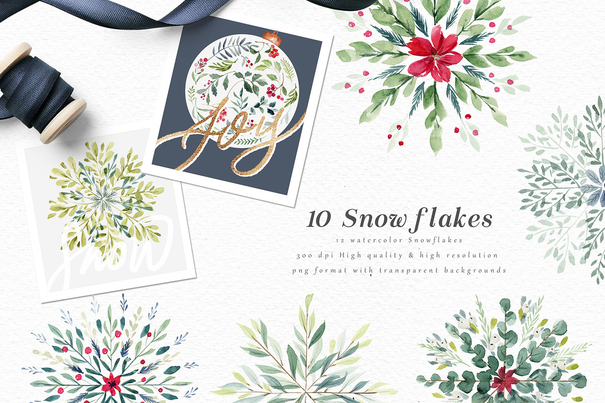 Winter Watercolor Graphic Set-Jolly, a Decorative Illustration by Graphic Box (Photo 2 of 8)