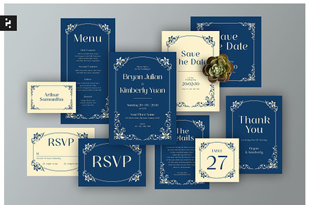 Blue Modern Minimal Wedding Suite