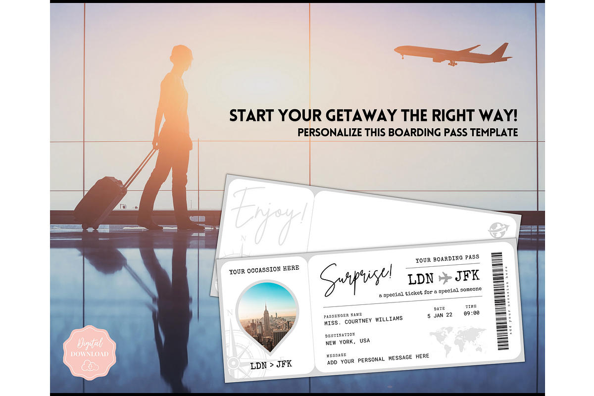 EDITABLE Boarding Pass Template, a Templates & Theme by Templatables (Photo 5 of 8)