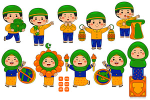 Cheerful Children Muslim Ramadan #06, a Person Illustration by MEDZ
