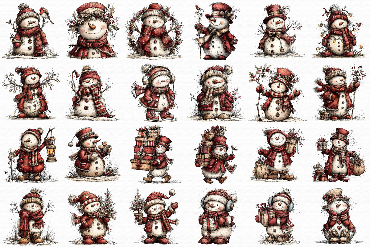 Festive Snowman Winter Clipart, an Illustration by Libby Wishes (Photo 5 of 8)