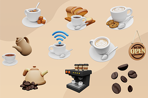 3D Coffee Shop Illustration Vol 2