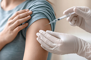 Vaccine injection to patient