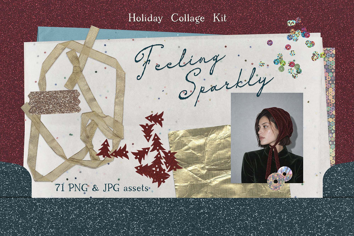 Feeling Sparkly Holiday Collage Kit, an Object Graphic by DigARTbyHavroshka (Photo 1 of 13)