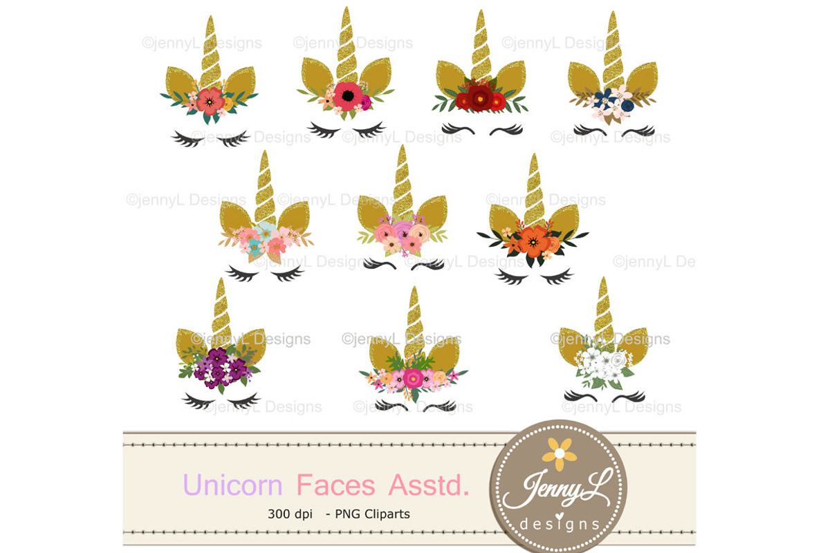 Flower Unicorn Clipart, an Illustration by JennyL Designs (Photo 1 of 5)