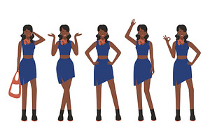 Young Afro Woman Poses in Blue, a Person Illustration by Flashvector
