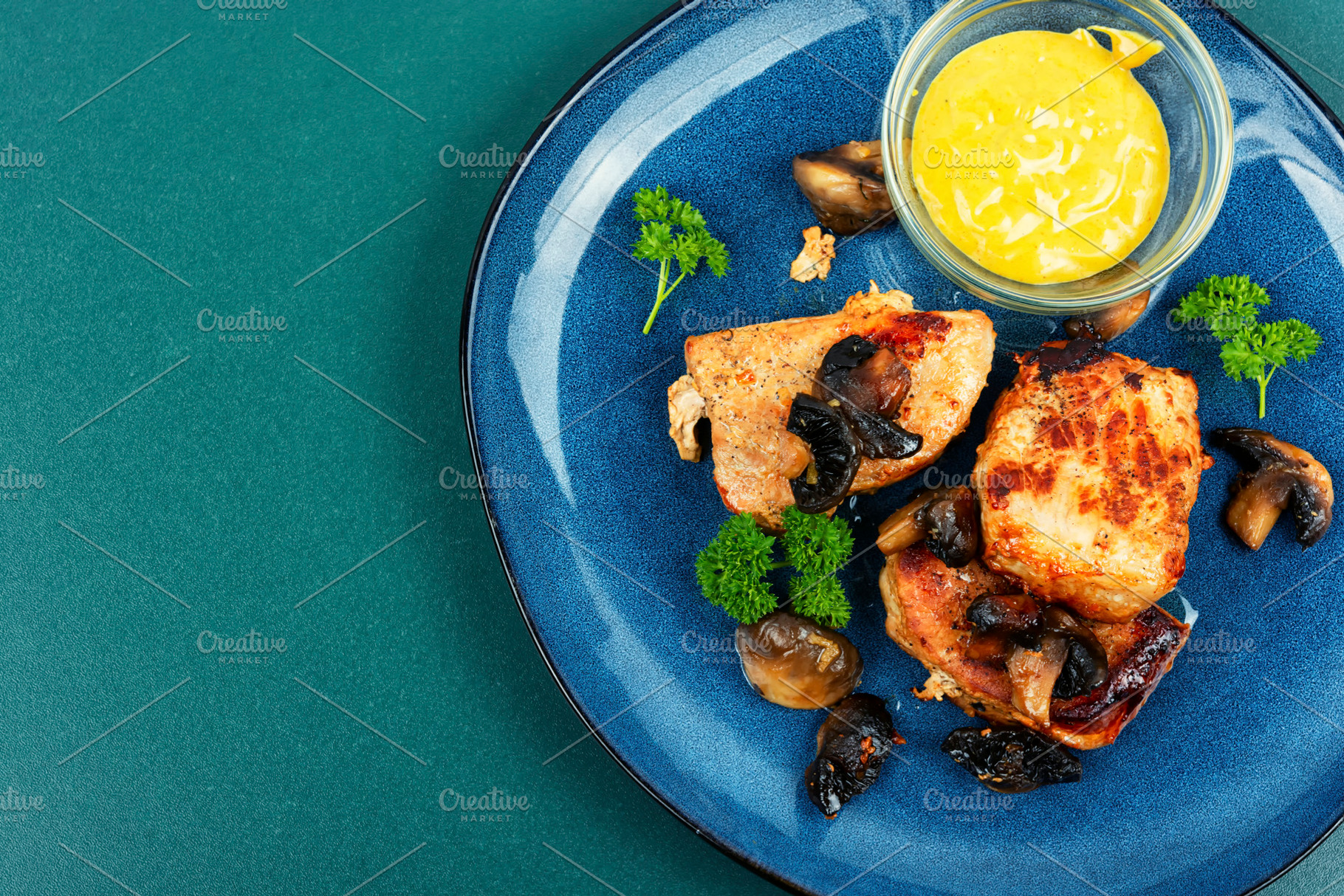 Meat medallions with mushrooms., a Food & Drink Photo by MLunov MLunov