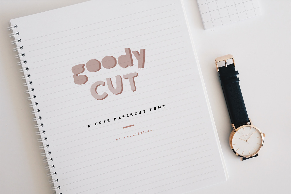 goody cut – Cute Papercut Font, a Script Font by youdiful creation (Photo 1 of 6)