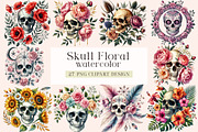 Skull Floral Sublimation Clipart Bun, an Illustration by DreamArtGraphic (Thumbnail 1 of 5)