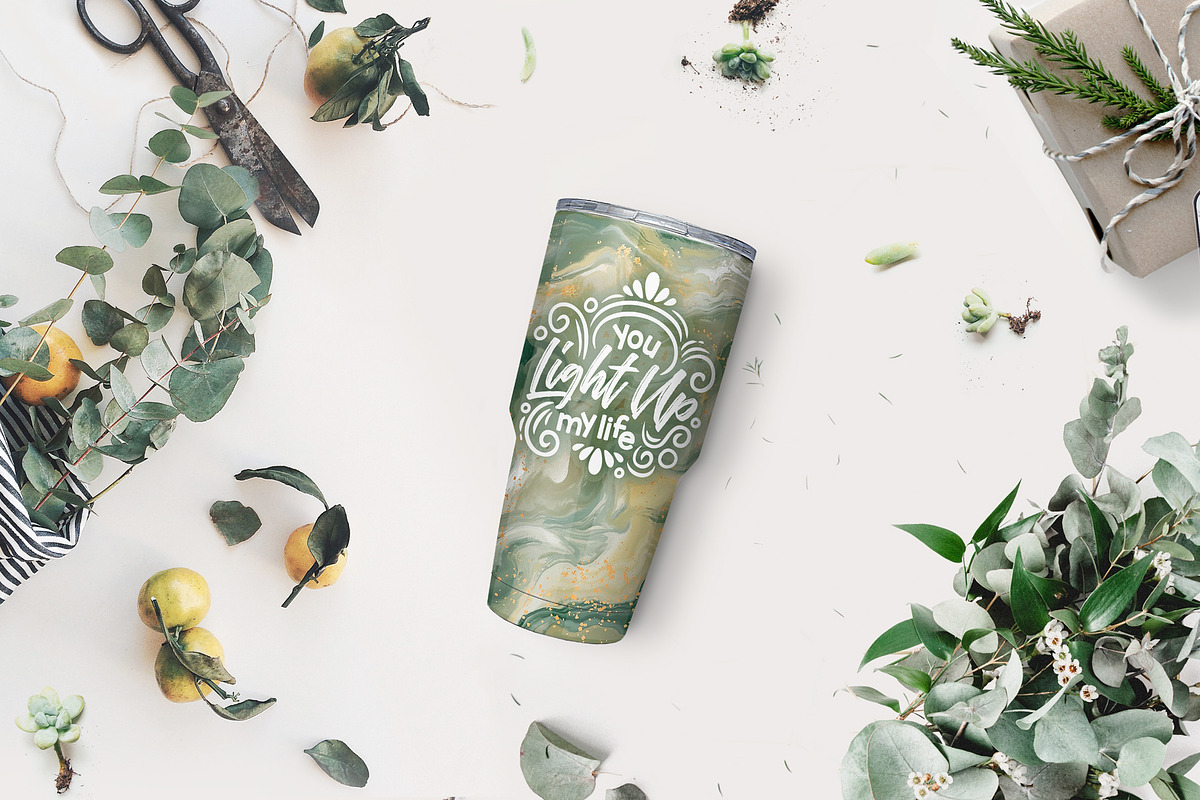 Floral Tumbler Mockup Scene (#002), a Cups & Container Mockup by Europe.graphics (Photo 8 of 8)