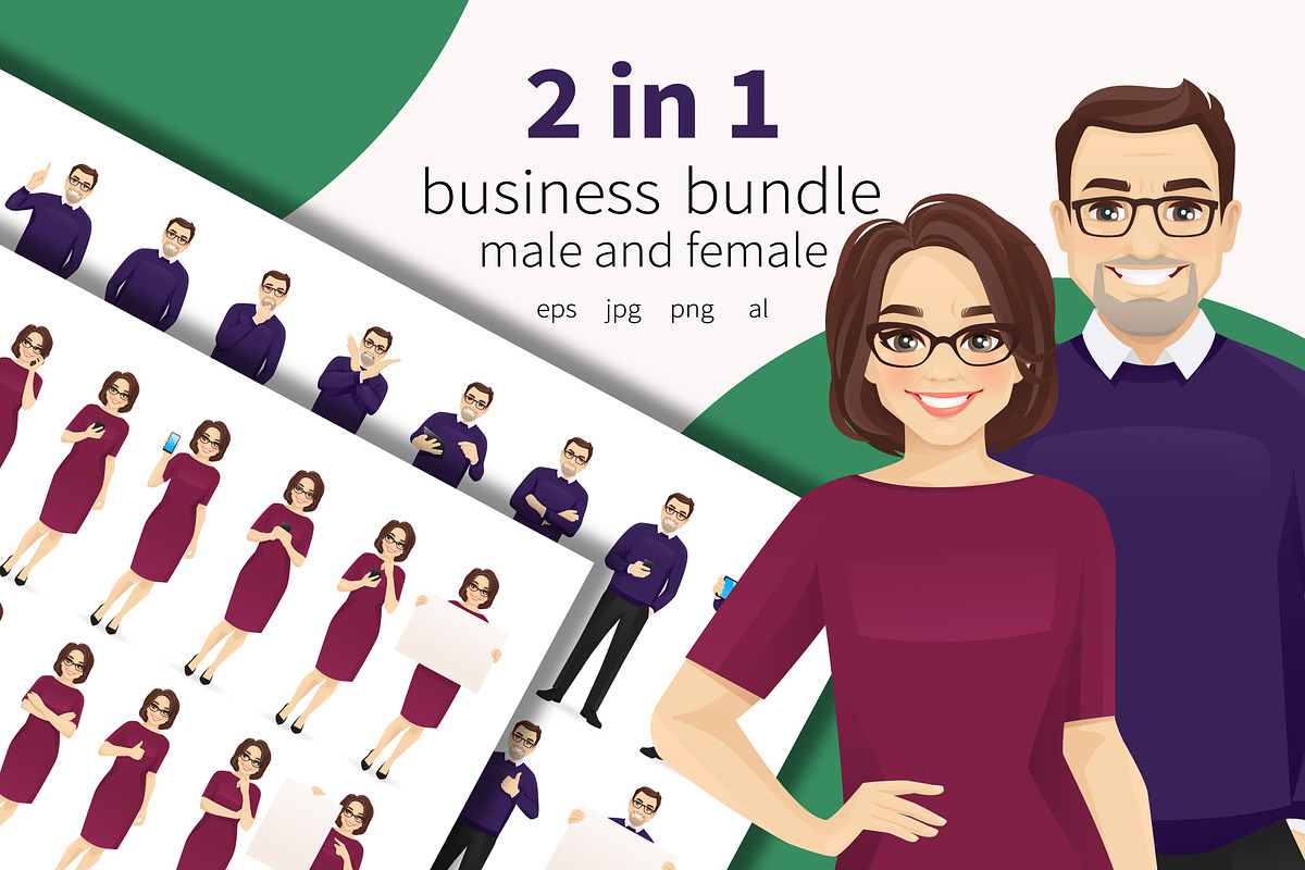 Business mature man and woman bundle, a Person Illustration by Volha Hlinskaya (Photo 1 of 8)