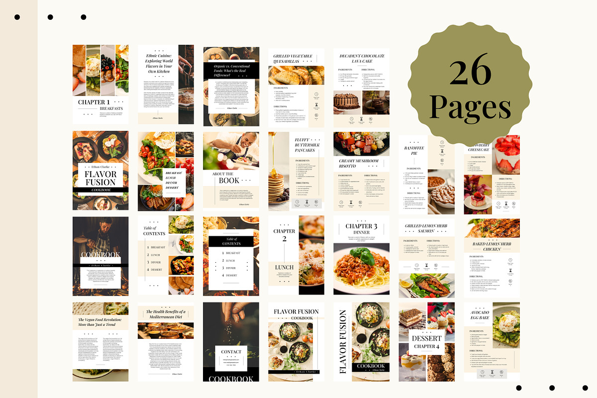 26 Pages Cookbook Canva Template, a Design Template by TemplateCastleStore (Photo 2 of 12)