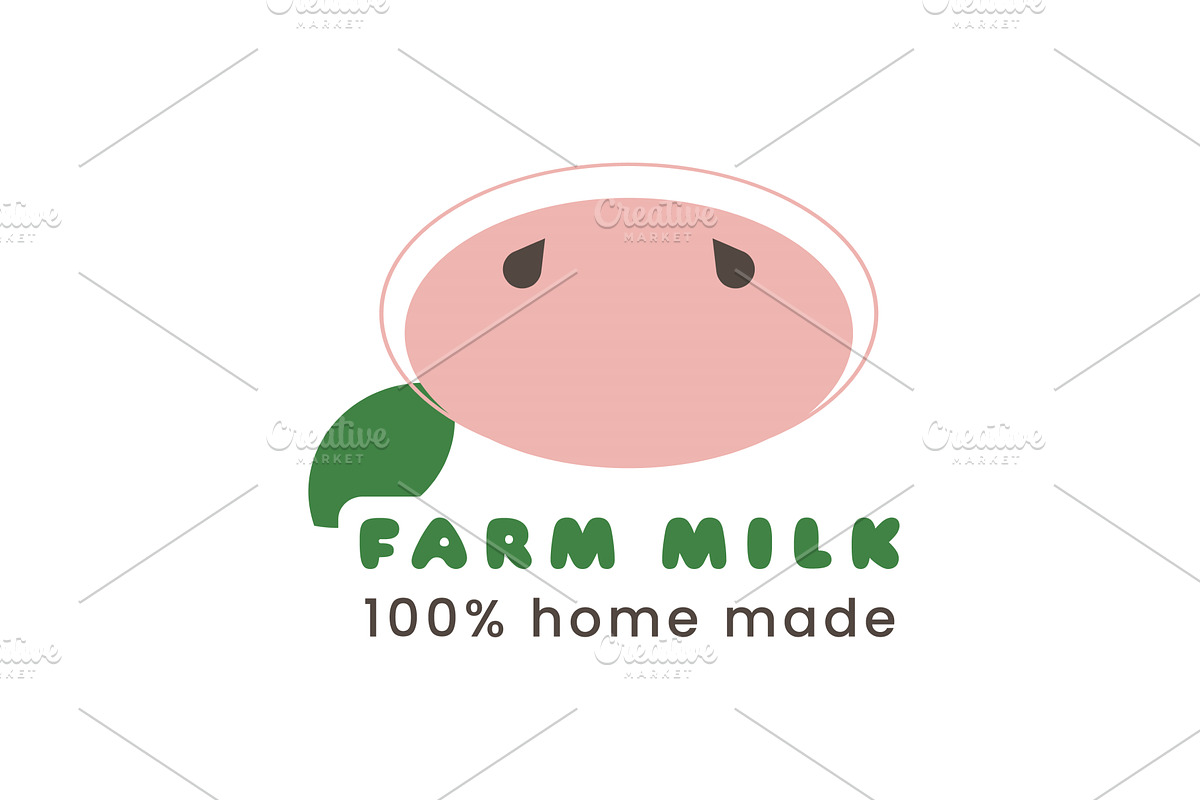 Farm milk logo design highlighting, an Animal Illustration by okskukuruza