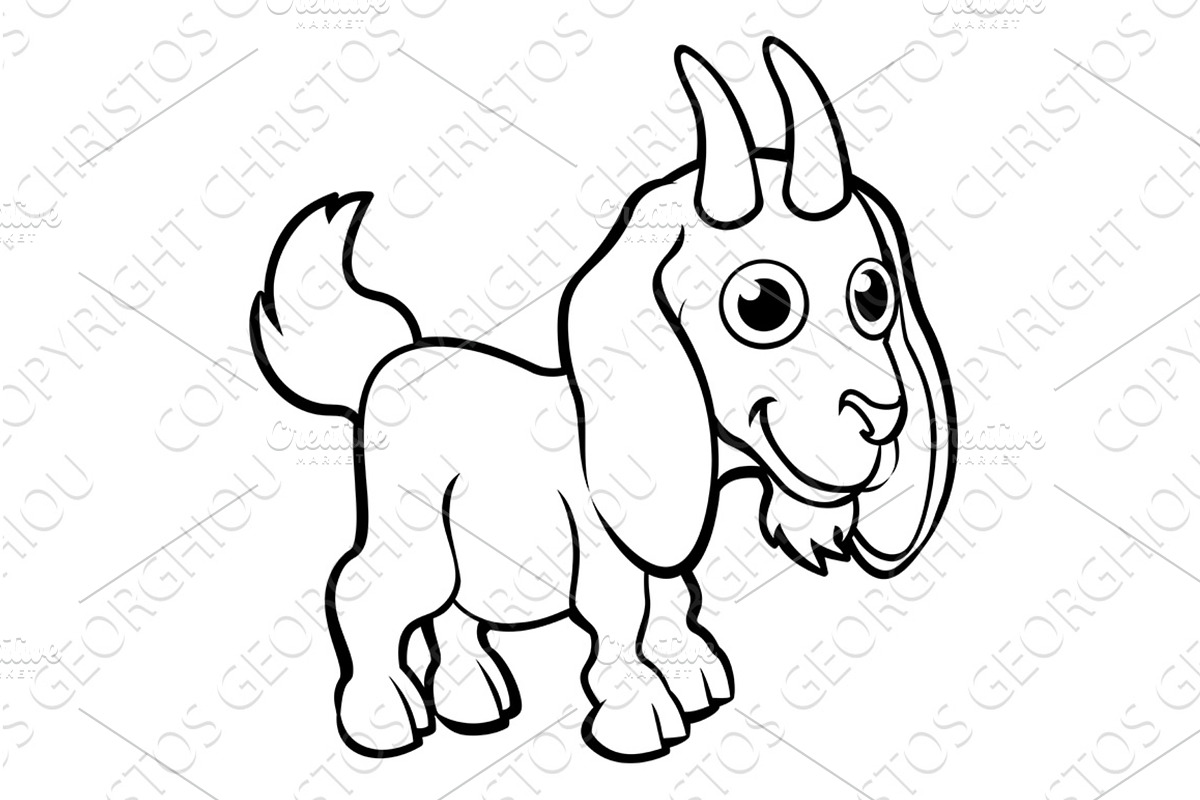 Goat Cartoon Character Farm Animal, an Animal Illustration by Christos Georghiou