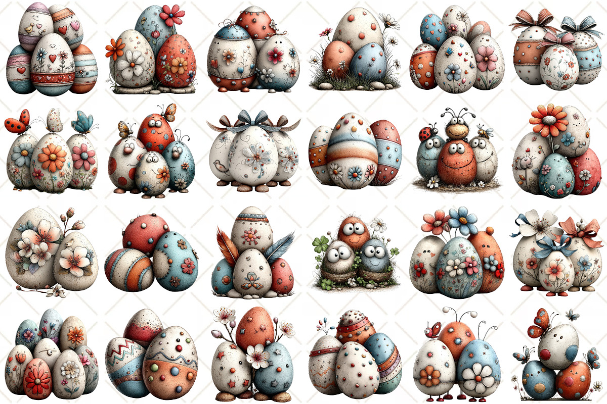 Whimsical Easter Eggs Clipart, an Illustration by Black Bird Studio (Photo 2 of 7)