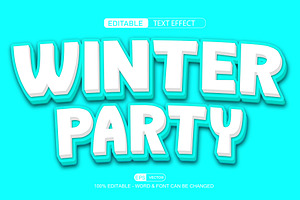 Winter Party Vector 3d Editable Text