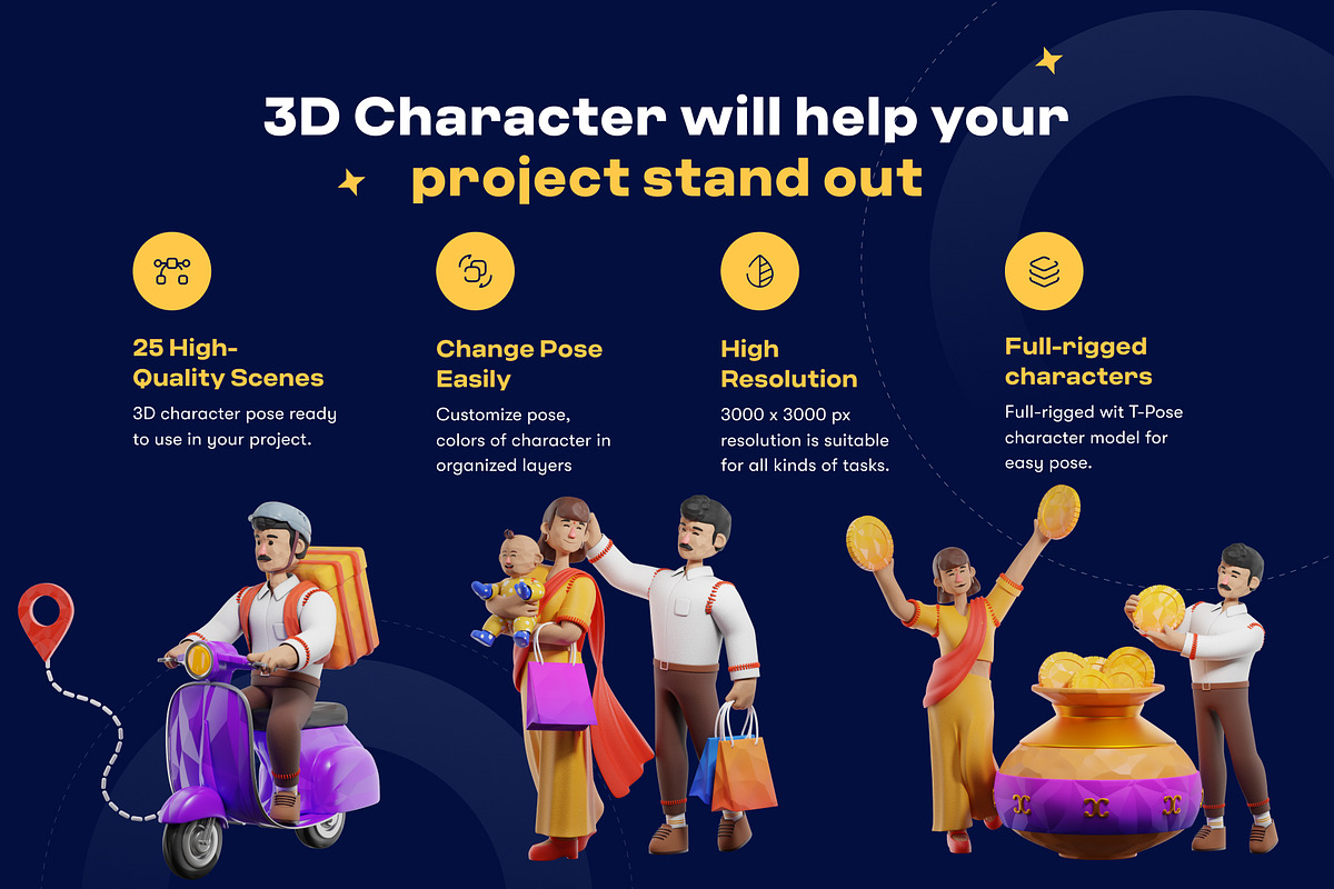 Diwali Activity 3D character, a Characters & Person 3D Model by orenjidesign (Photo 2 of 8)
