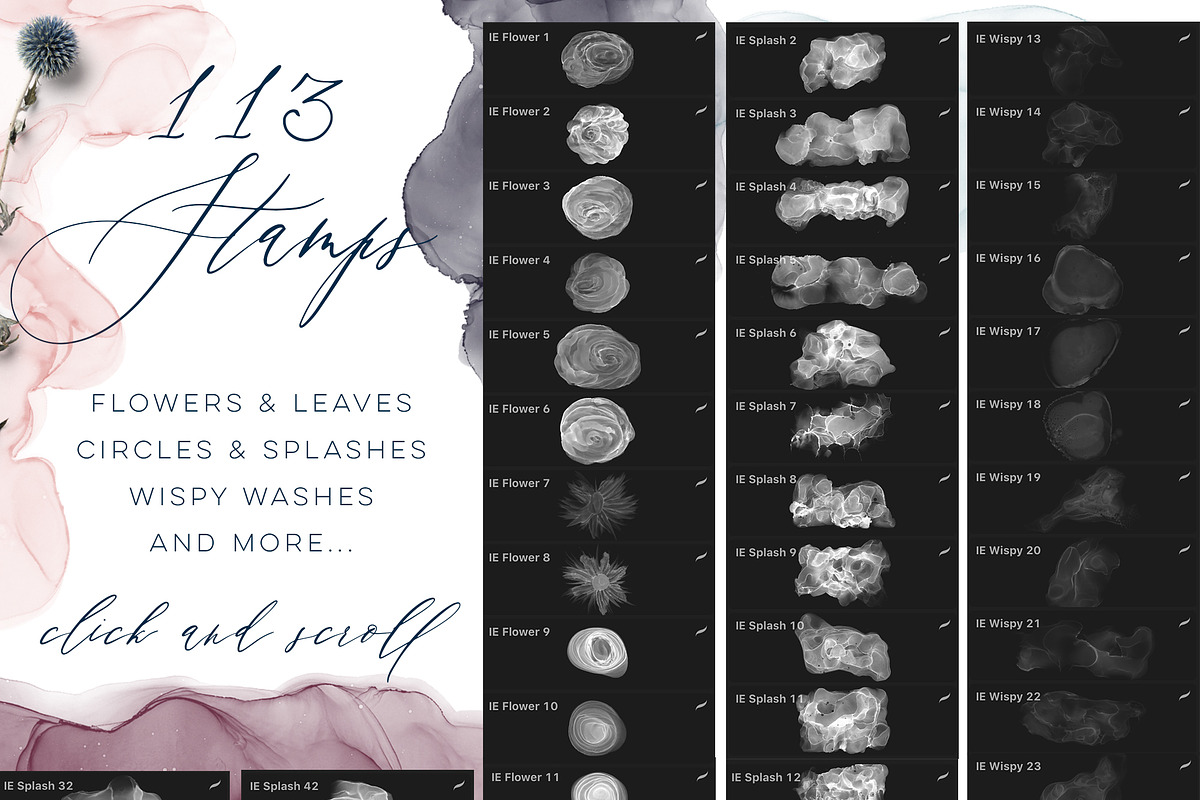 Inky Ethereal Procreate Stamps, a Brush Add-On by AJ Brushes (Photo 6 of 7)