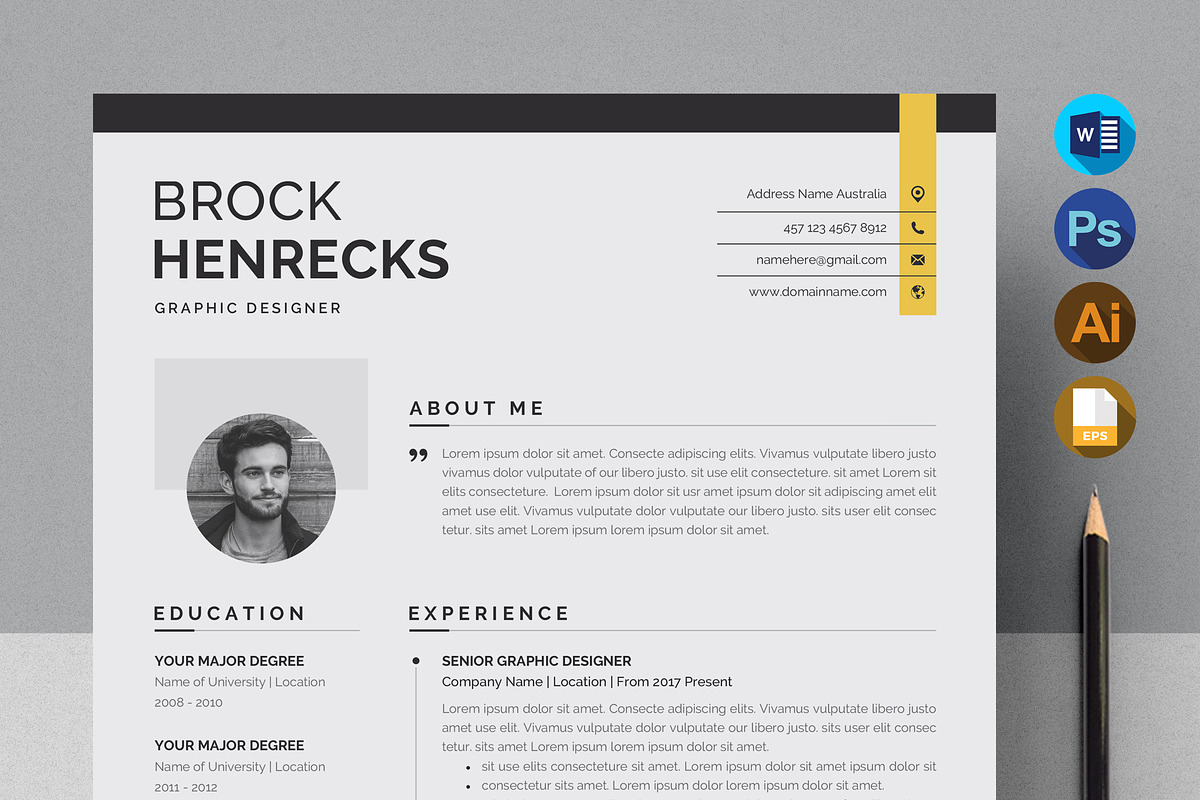 Professional Resume/CV Template, a Resume Template by Proper_media (Photo 1 of 6)