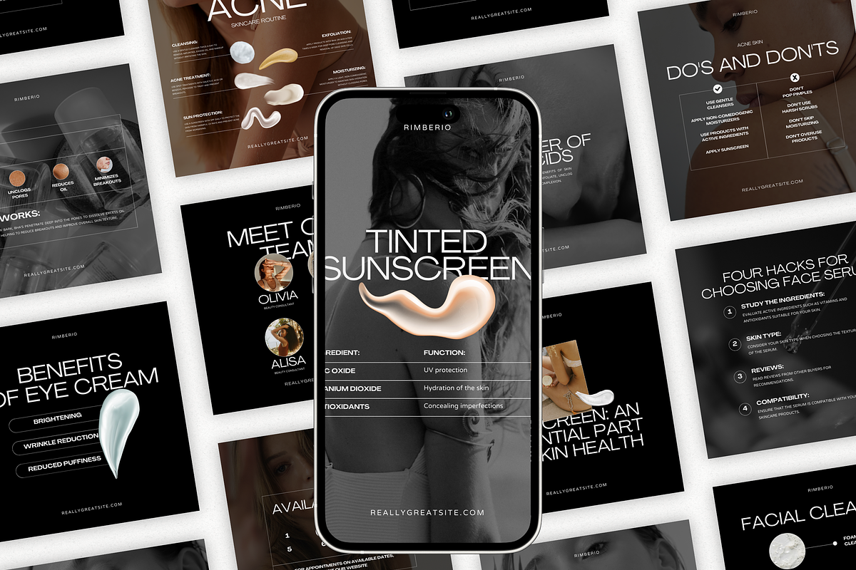 Skincare Instagram Coach Templates, a Social Media Template by Xenié Creative (Photo 1 of 9)