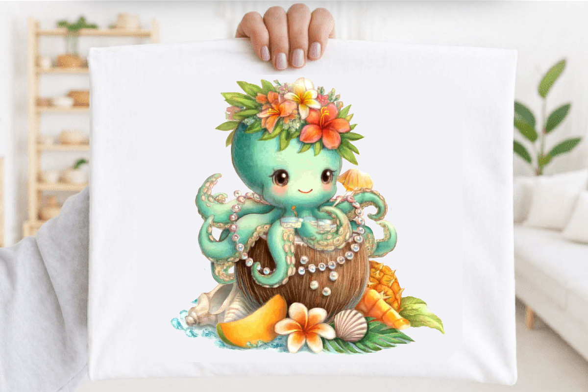 Watercolor Summer Octopus Clipart, an Animal Illustration by SVGArt (Photo 5 of 5)