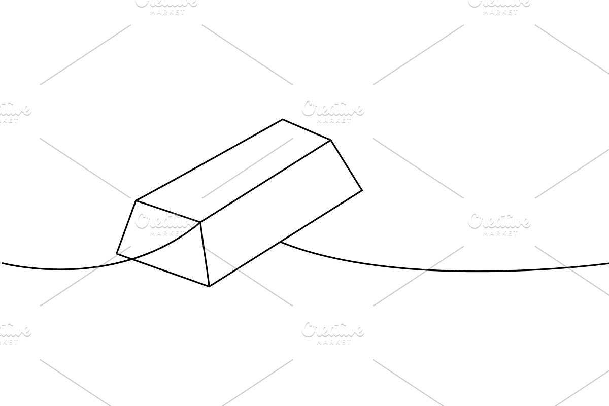 Gold bar one line continuous drawing, an Object Illustration by GraphiShop