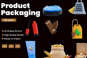 Product Packaging 3D Icon Pack, a Food & Drink 3D Model by novia99design
