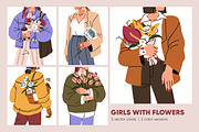 Women with flower bouquets cards set, a Person Illustration by Good Studio (Thumbnail 1 of 6)