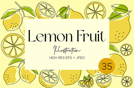 Lemon Fruit Line Art Illustration