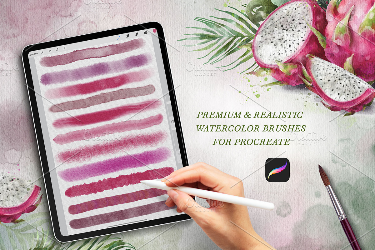 Watercolor Procreate Brushes., a Brush Add-On by VetaDesign (Photo 4 of 7)