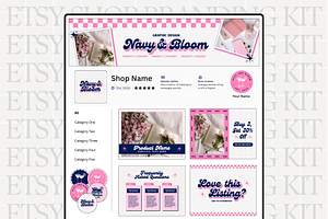 Blue Pink Etsy Shop Branding Kit, a Branding & Logo Template by Anna Design Studio