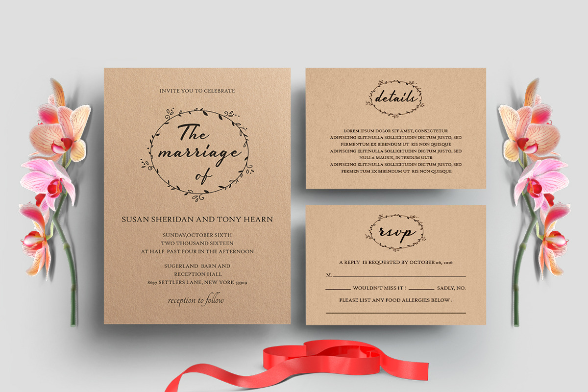Minimal Wedding Invitation Set, an Invitation Template by TemplateCrafts (Photo 1 of 4)