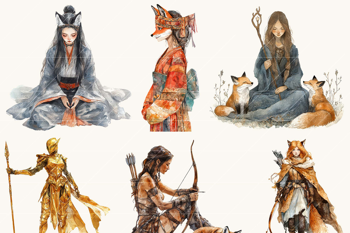 Watercolor Ember Fox Huntress Art, an Animal Illustration by Design Scotch (Photo 4 of 8)