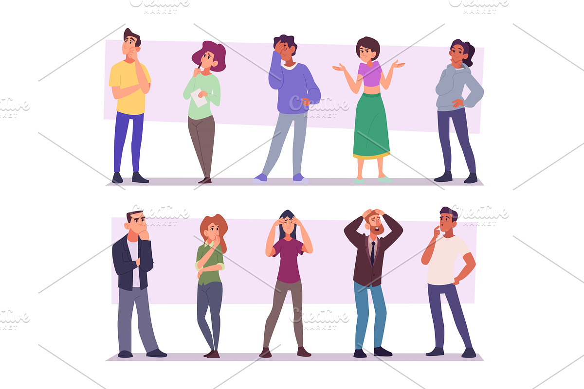 Confused people. Characters standing, a Person Illustration by Onyx