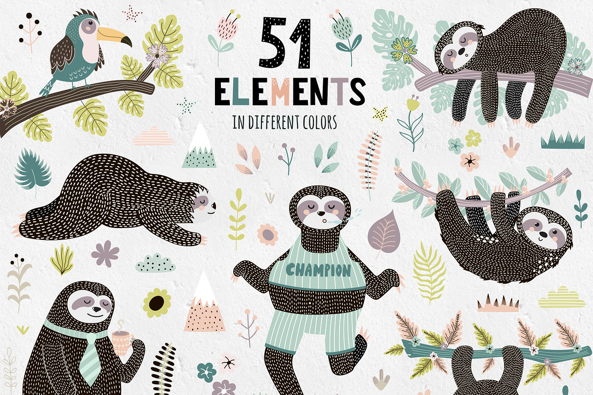 Sleep More Sloths Graphic Pack, an Animal Illustration by Gulnara Sabirova (Photo 4 of 8)