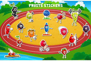 Cartoon fruit characters, a Food Illustration by Vector Tradition