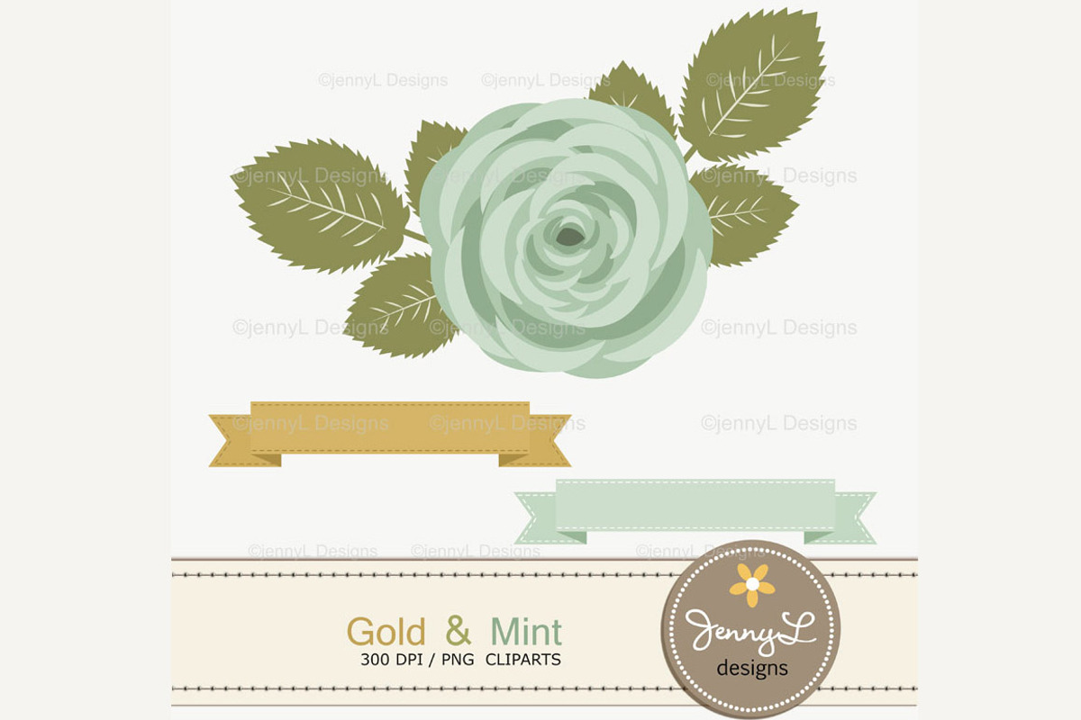 Gold & Mint Green Digital Paper, a Pattern Graphic by JennyL Designs (Photo 2 of 3)